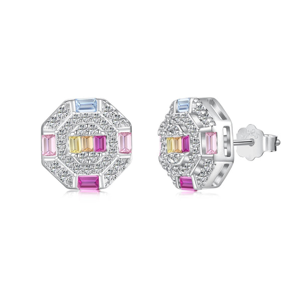 ˇMagic JewelryˇOrnate Colorful Octagon Shape Daily Earrings